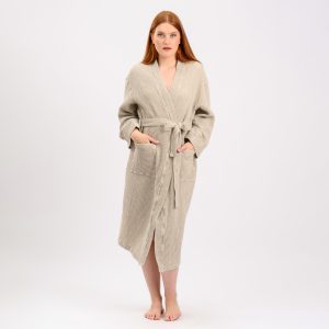 Waffle Linen Robe For Women